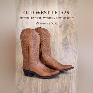 Old West LF1529 Brown Leather Western Cowboy Boots Women’s 5.5B